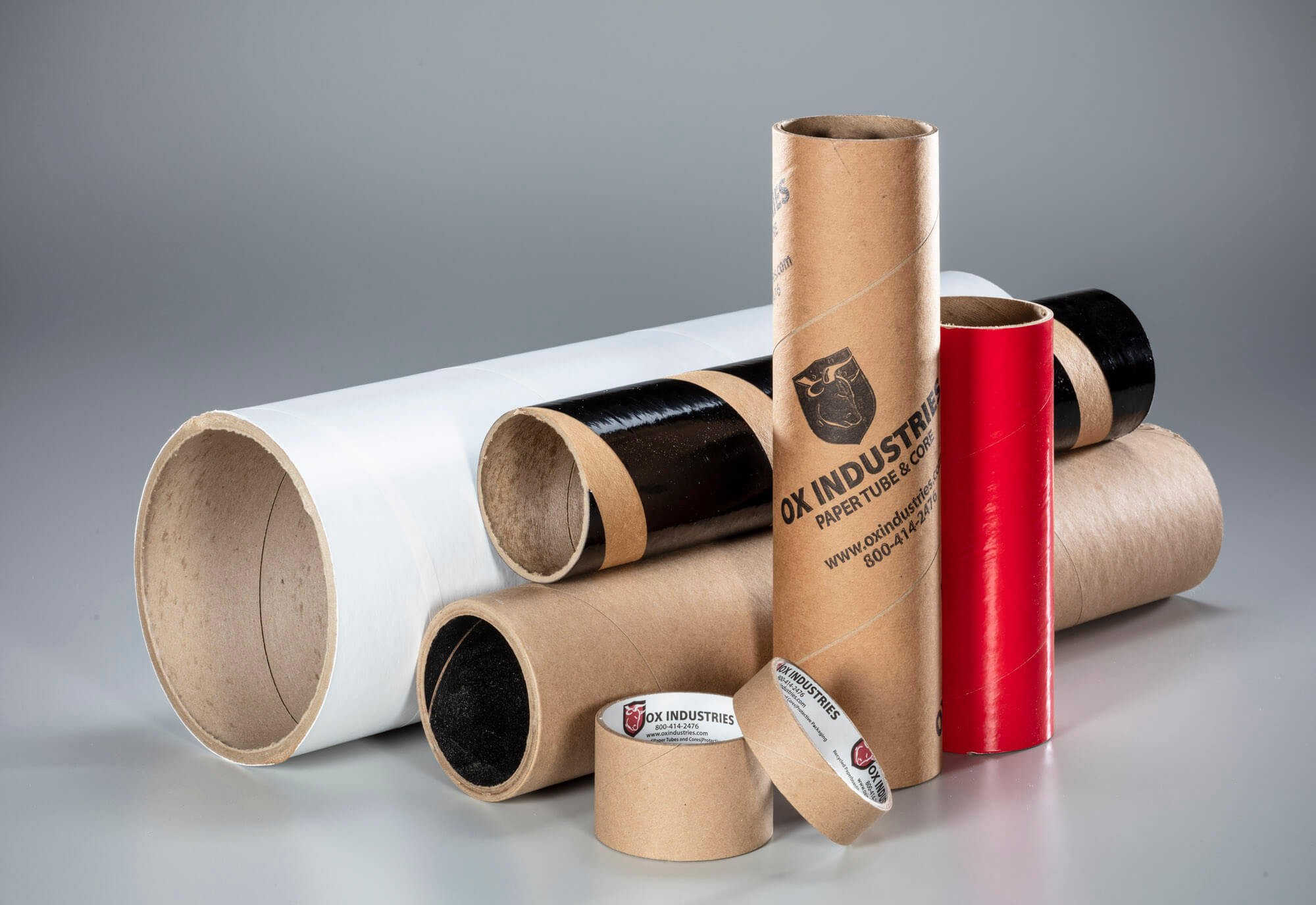 A variety of different sized paper tube and core products.