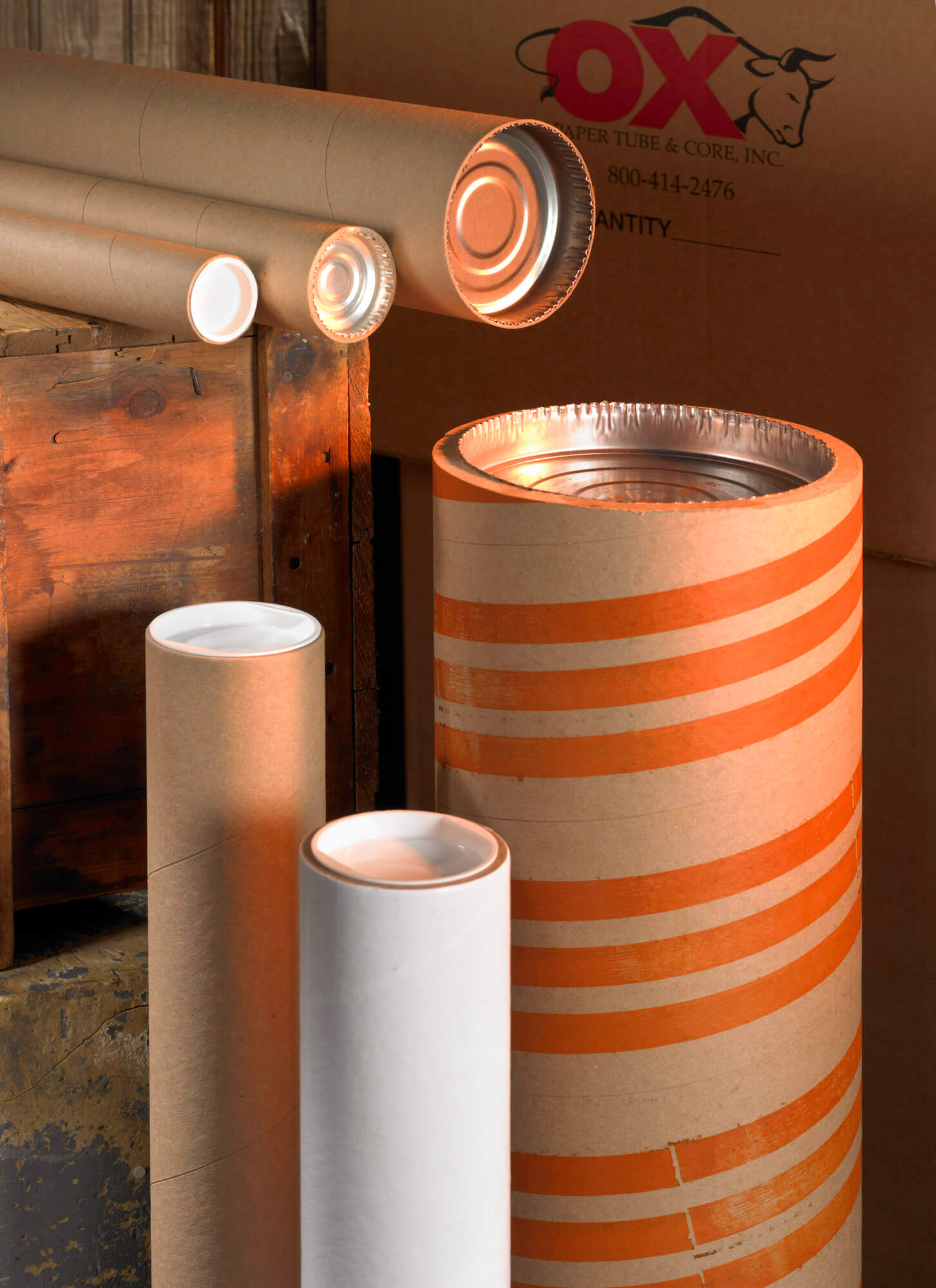 Different sized carboard shipping tubes