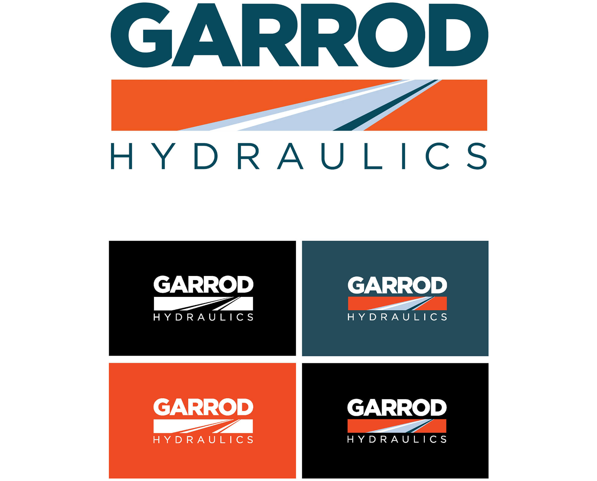 Four versions of the Garrod logo.