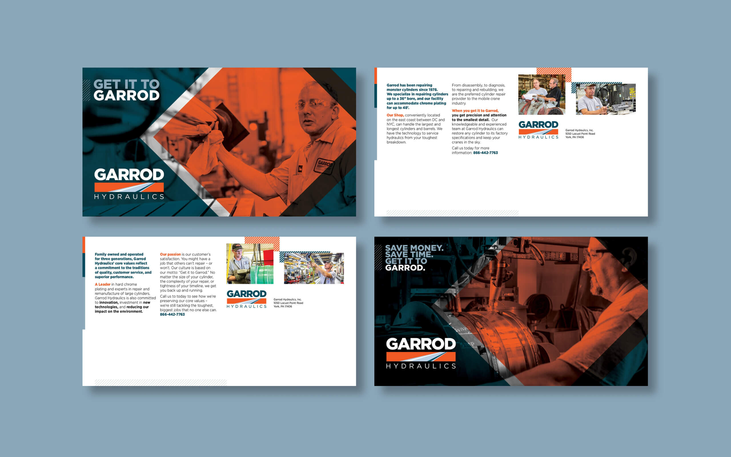 Images of two postcards we have created for Garrod, front and back displayed.