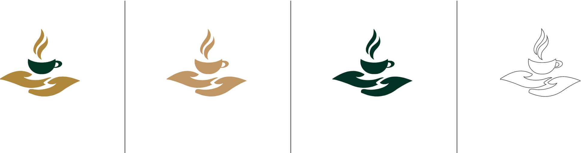 Four versions of the simple logo image in different colors.