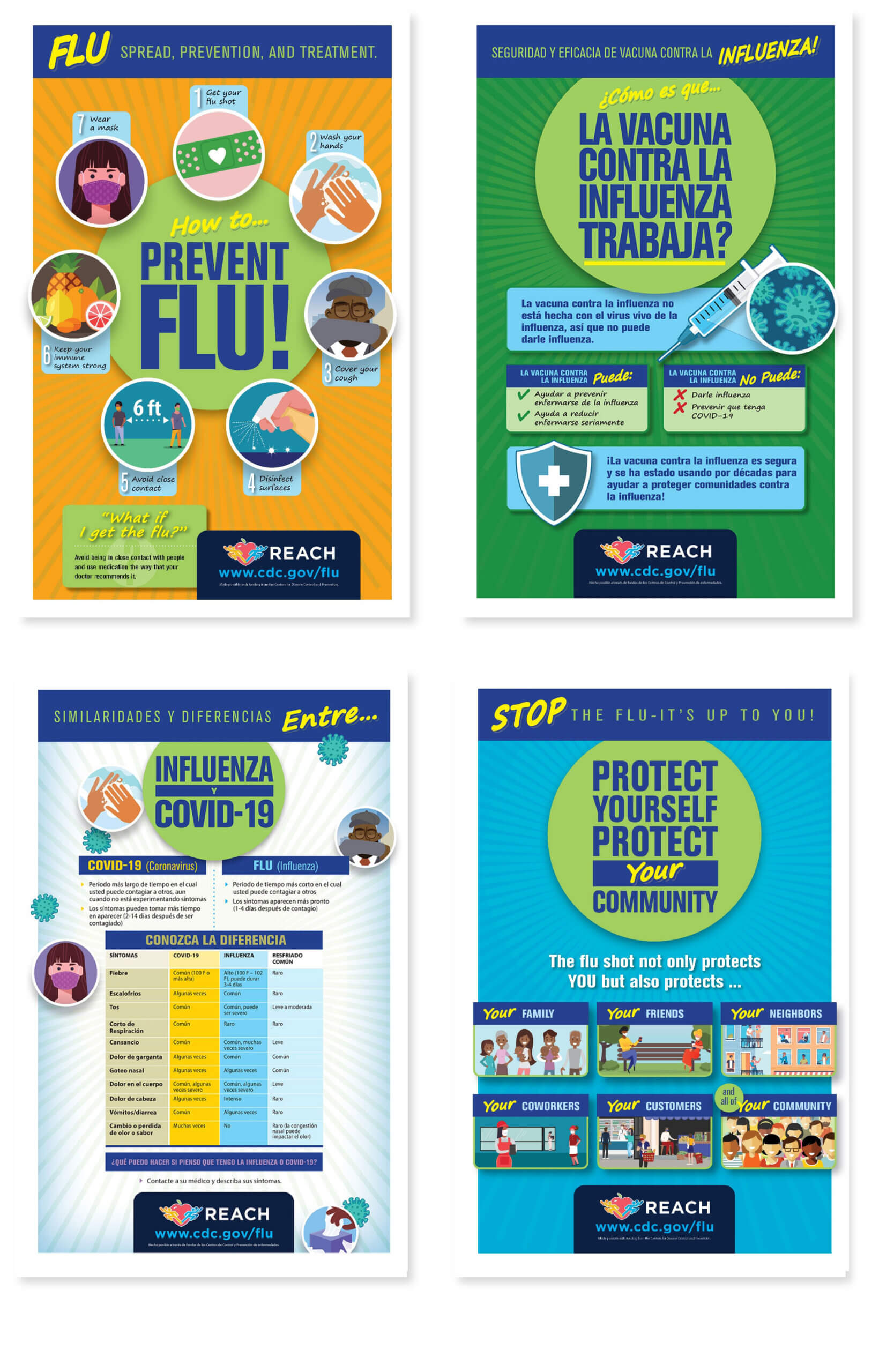 Four infographics created for the REACH flu campaign