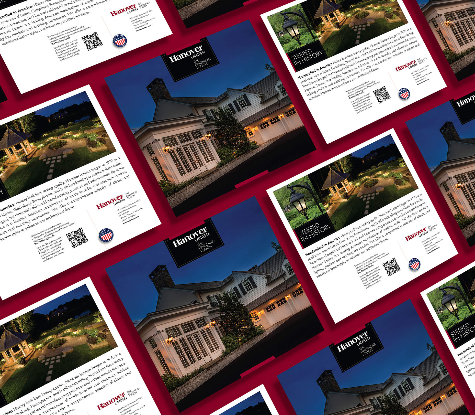 An image displaying both sides of the insert the Hayman team created for the Hanover Lantern sample box.