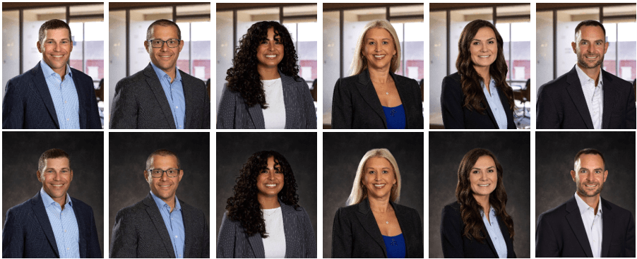 Six portrait images of professionals with a variety of backgrounds.